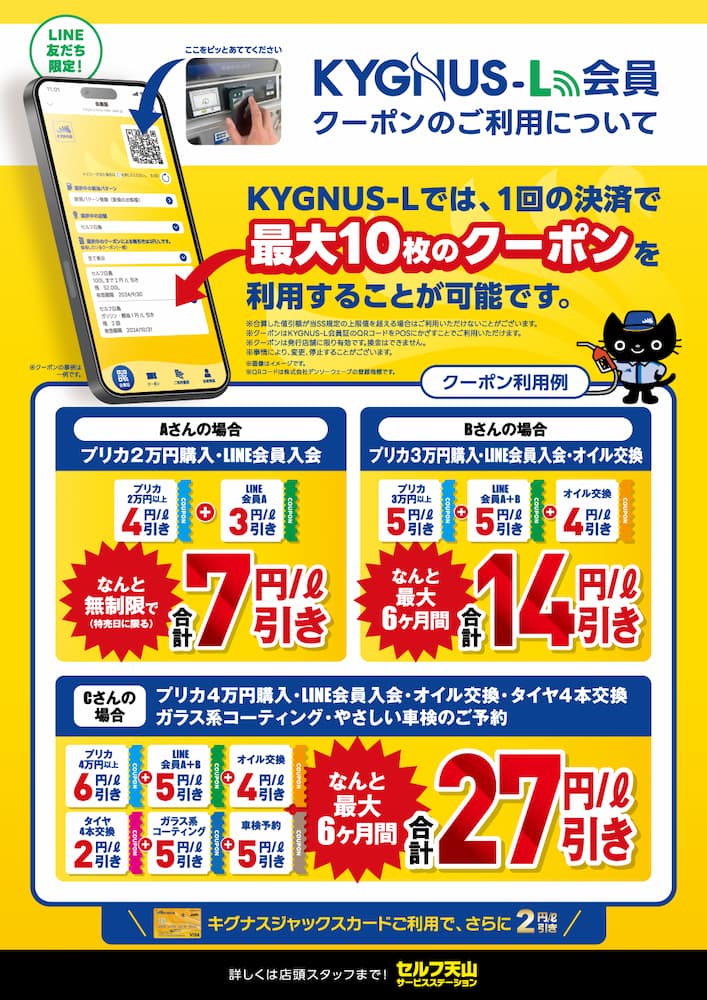 KYGNUS-L会員（略称：KMS-L） クーポンご利用について